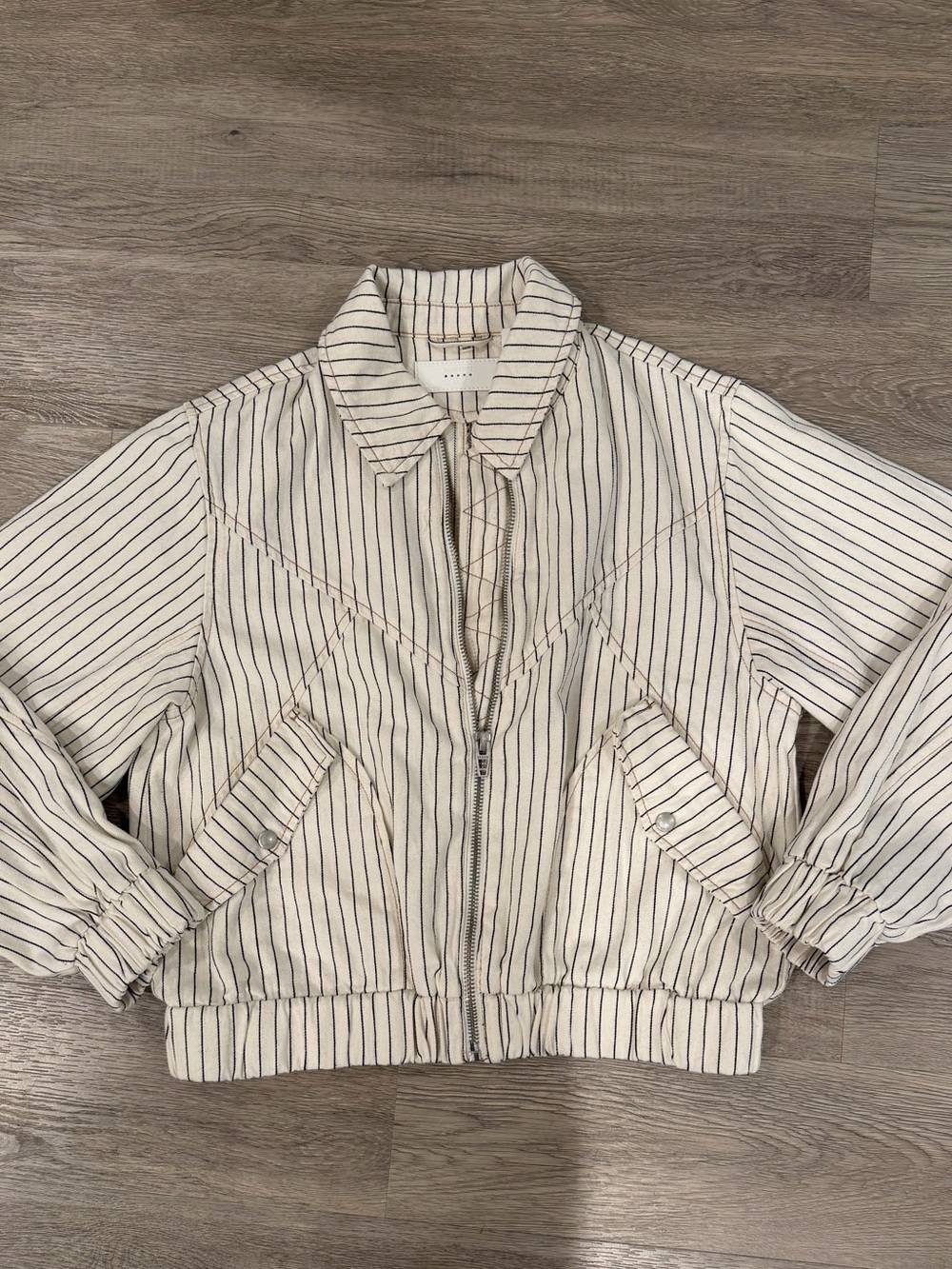 Blank NYC Cream canvas bomber sail away jacket